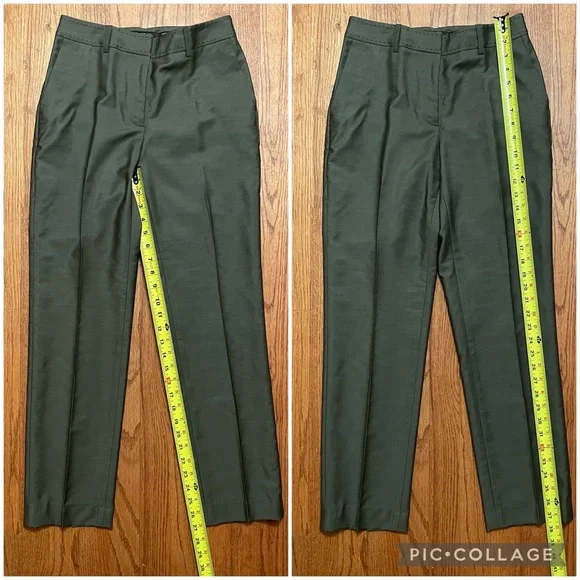 Lafayette 148 Clinton Dill Green Pickstitch Cuff Pants Trousers size 2